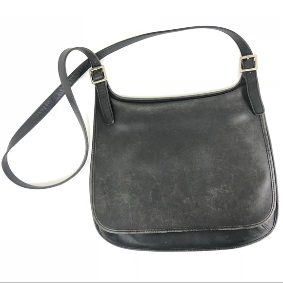 Coach Handbags - Coach VTG 9134 Black Leather Slim Hippie Flap Bag